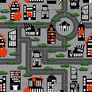 Tanks in seamless pattern. Background of - vector clipart