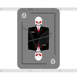 Playing card death. Skeleton in business suit. New - vector image