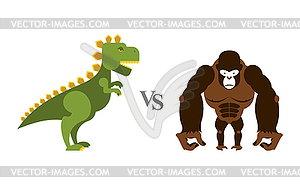 Godzilla vs King Kong. Battle monsters. Big wild - vector clipart / vector image