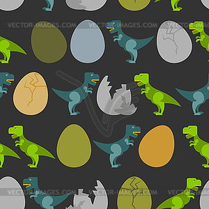 Tyrannosaurus and egg. Hatched little t-Rex seamles - vector image