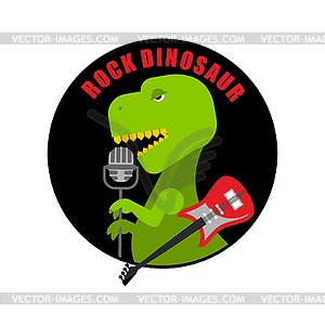 Emblem of rock dinosaur. Logo for old fans of rock - vector clipart