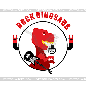 Rock dinosaur emblem for old rock musicians. - vector clipart