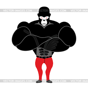 Gorilla bodybuilder. Strong black monkey with big - royalty-free vector clipart