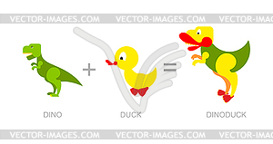 Динозавр и утка. Дино-Duck - новый вид - стоковое векторное изображение