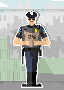 Police with report of standing ovation. Police - vector clipart