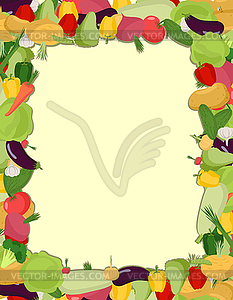 Colorful vegetable frame, healthy food concept. - vector clip art