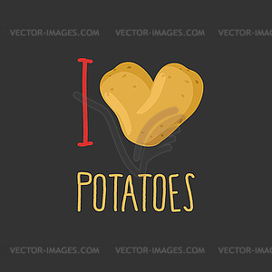 Я люблю картошку. Сердце спелых картофеля - клипарт Royalty-Free