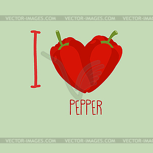 I love pepper. Heart of sweet peppers - vector clipart