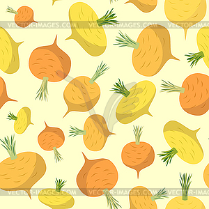 Turnip seamless pattern. Vegetable background ripe - vector clip art