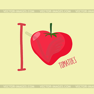 I love tomatoes. Heart of red tomatoes - vector clipart / vector image