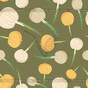 Onion seamless pattern. Vegetable onion background - vector image