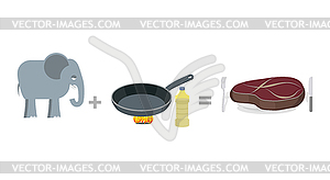 Cooking instruction elephant. Big elephant and - vector EPS clipart