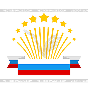 Salute and flag of Russia. Fireworks and Patriotic - vector image