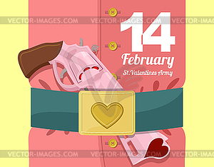 14 February. Valentines day. Military clothing and - stock vector clipart