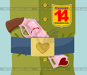 Valentines day. Love gun. Military clothing and - vector image