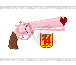 Love gun. Badge for Cupid. 14 February. On - vector image