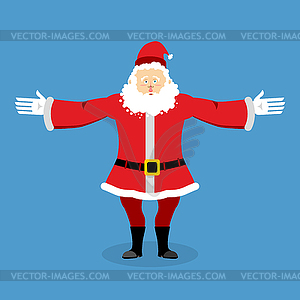 Счастливый Санта-Клаус развел руки в объятиях. - векторное изображение EPS