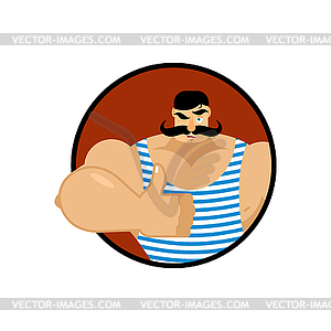 Retro athlete thumbs up well and winks. Signs all - vector EPS clipart