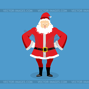 Angry Santa Claus. Aggressive grandfather with bear - vector clipart