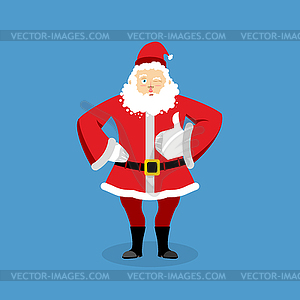 Santa Claus thumbs up well and winks. Sign all - vector image