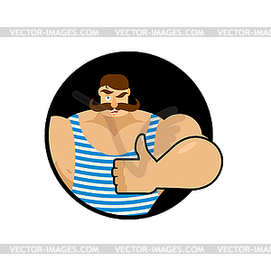 Retro athlete thumbs up well and winks. Signs all - vector clip art