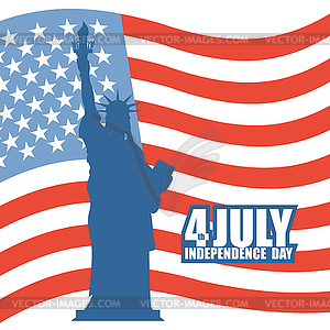 July 4th Independence Day of America. Statue of - vector clipart