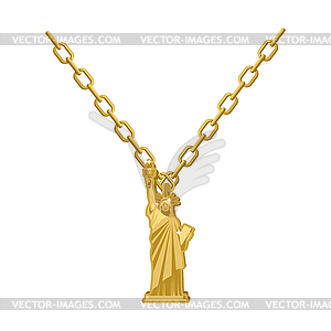 Statue of Liberty necklace gold Decoration on - vector clipart