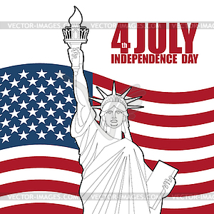 July 4th Independence Day of America. Statue of - vector clipart