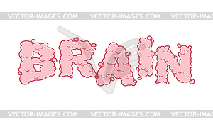 Brain text. Letters of convolutions. pink - stock vector clipart