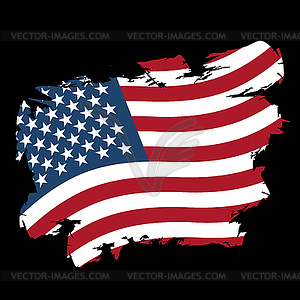 USA flag grunge style. Brush strokes and ink - vector clip art