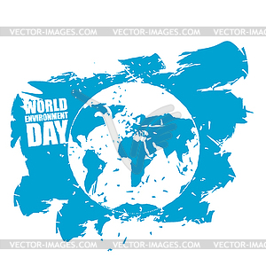 World Environment Day. Emblem of Earth in grunge - vector clipart