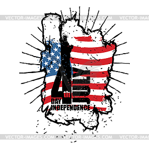Statue of Liberty and USA flag in grunge style. - vector image