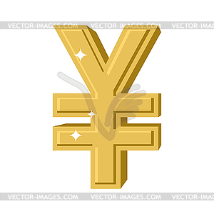 Золотой китайский Йен. Символ денег в Китае. денежные средства - векторный клипарт