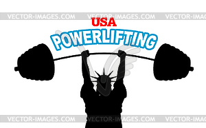 USA powerlifting emblem. strong Statue of Liberty - vector clipart