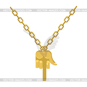 Gold fuck necklace on chain. Expensive jewelry - vector clipart