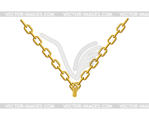 Gold chain on his neck jewelry. Accessory precious - vector clipart