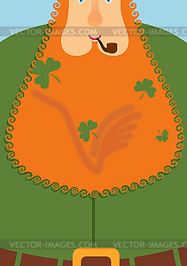 Good leprechaun.. Portrait of cheerful old man - vector image