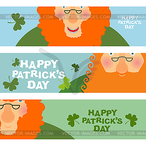 Cheerful leprechaun. Set of cards, Web banners for - vector EPS clipart