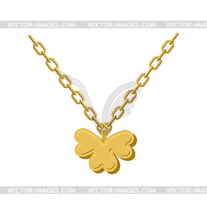 Pendant of Golden clover. Gold chain and pendant - vector clipart