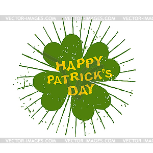 Four leaf clover. Happy Patricks day. Emblem - vector image