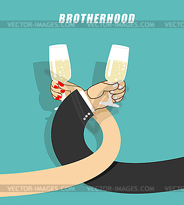 Brotherhood to drink alcohol. Man and woman drinkin - vector image