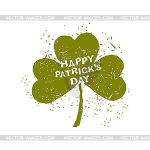 Happy St. Patrick`s day. Clover grunge. Logo for - vector clip art