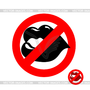 Stop kiss. Forbidden kiss. Frozen juicy womens lips - vector clipart