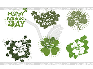 Happy Patricks day logos set in style of grunge. - vector image