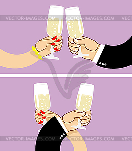 Brotherhood to drink wine. first vidanie. Man and - vector clip art