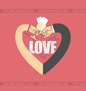Love. Heart symbol of love. Mens hand and female - vector image