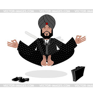 Indian businessman meditating. Business yoga by - vector clip art