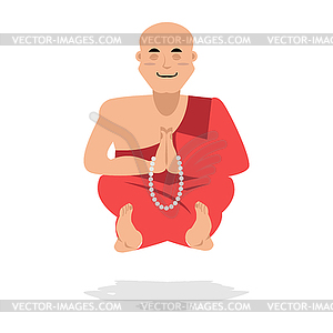 Tibetan monk meditating. Yoga Buddhist Tibet. Novic - vector clip art