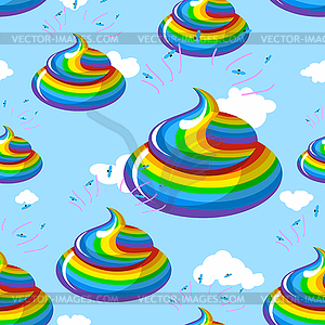Unicorn shit seamless pattern. Turd color rainbow - vector clip art