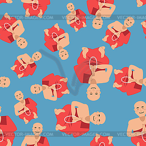 Tibetan monk seamless pattern. Buddhist Tibet - vector clipart